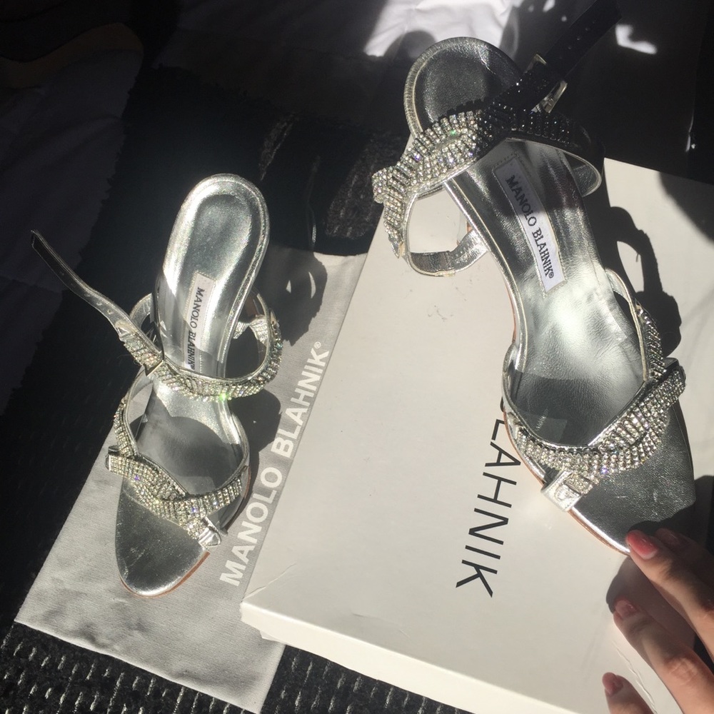 Manolo Blahnik Dallifac Leather Open Toe Sandals